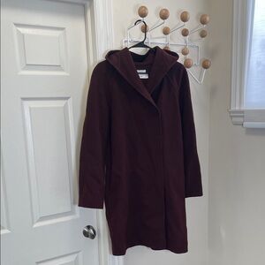 Vince - Wool Hooded Oversized Top Jacket Maroon L
